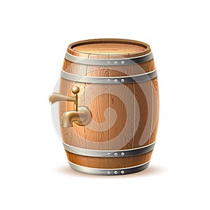 Vecot realistic 3d wooden keg, oak barrel brewery