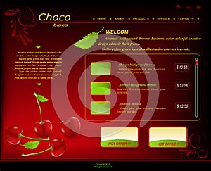Vecto darkred pattern web site, shop with cherries