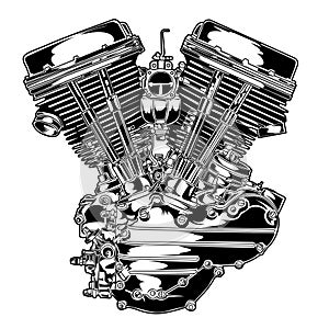 Vecto Motorcye enginer Illustration Black