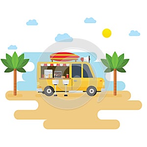 Food truck on beach
