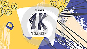 Vector 1k Obrigado seguidores Thank you portuguese