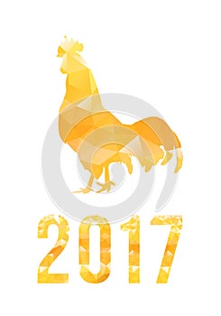 Vector 2017 with golden rooster, animal symbol of New Year