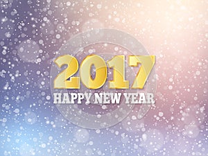 Vector 2017 Happy New Year background. Falling snow effect. Winter festive background