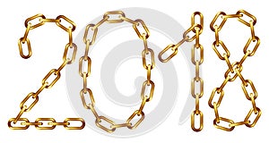 Vector 2018 inscription made from golden chain