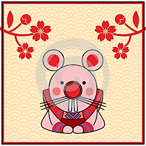 Vector 2020 Chinese New Year greeting card background. Year of the rat, Asian Lunar Year