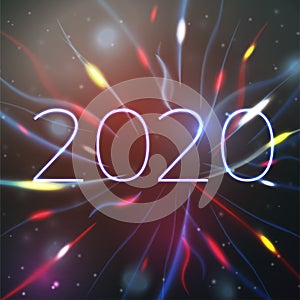 Vector 2020 New Year illustration on bright bokeh