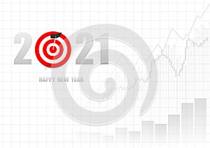 Vector : 2021 Happy new year with business graph and archery target