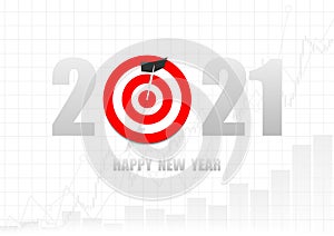 Vector : 2021 Happy new year with business graph and archery target