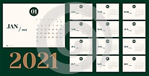 Vector 2021 new year calendar planner template in minimal table simple style with marble month texture number,Holiday event