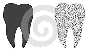 Vector 2D Mesh Dental Tooth and Flat Icon