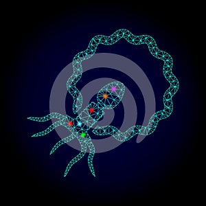 Vector 2D Mesh Virus Penetrating Cell with Light Spots for Chistmas