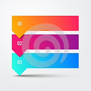 Vector 3 Step Arrow List Colorful Banners Infographic Diagram