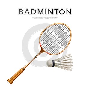 Vector 3d badminton shuttlecock white mock up