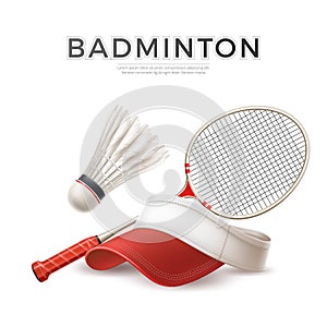 Vector 3d badminton shuttlecock white mock up