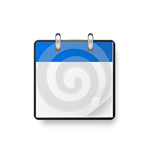 Vector 3d Blue Modern Simple Minimalistic Realistic Calendar Icon Isolated. New Year, Holiday Eve Concept. Design