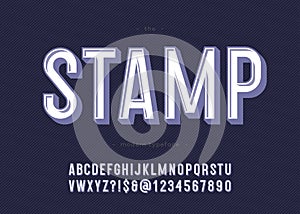 Vector 3d bold stamp font modern typography