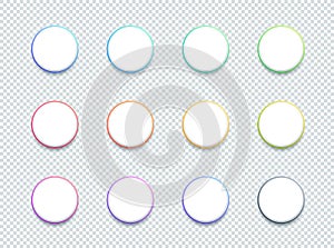 Vector 3d Circle White Text Box Banner Elements Set of 12