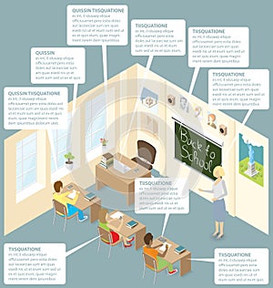 Vector 3d Flat Isometric With Education Concept