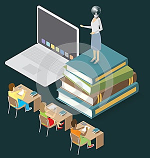 Vector 3d Flat Isometric With Education Concept