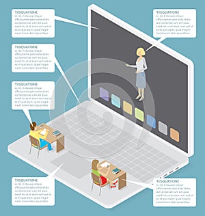 Vector 3d Flat Isometric With Education Concept