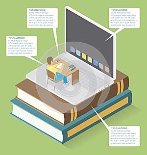 Vector 3d Flat Isometric With Education Concept