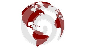 Vector 3d globe red world map on white background