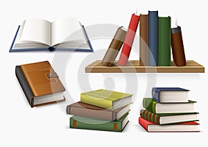 Vector 3d hardcover book stack symbol of knowledge