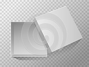 Vector 3d Illustration of opened empty gift box for design, presentation, packing etc isolated on transparent background.