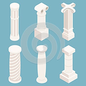 Vector 3d isometric columns vector design illustration