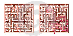 Vector 3D / Isometric Easy Square Maze - Labyrinth with Included Solution. Funny & Educational Mind Game for Coordination, Problem