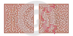 Vector 3D / Isometric Easy Square Maze - Labyrinth with Included Solution. Funny & Educational Mind Game for Coordination, Problem