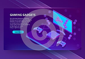 Vector 3d isometric gaming site, electronic devices