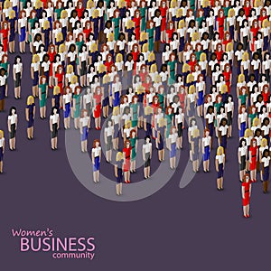 Vector 3d isometric illustration of women business community. business women or politicians.