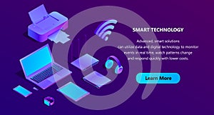 Vector 3d isometric ultraviolet web page template