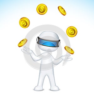 Vector 3d Man Juggling with gold coin