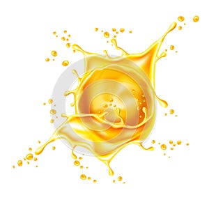 Vector 3d orange juice splash flowing liquid