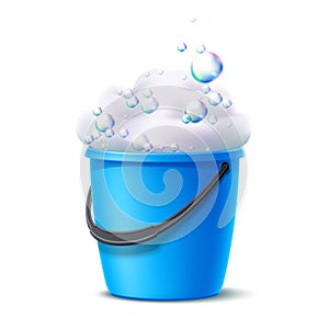 Vector 3d plastic bucket for washing, cleaning