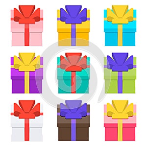 Vector 3D presents collection. Gifts with ribbons and bows