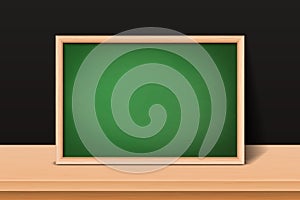 Vector 3d Realistic Blank Green Chalkboard, Wooden Frame Closeup Isolated on Transparent Background. Chalkboard Design