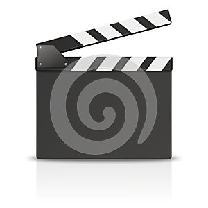 Vector 3d Realistic Blank Opened Movie Film Clap Board Icon Closeup Isolated on White Background. Design Template of