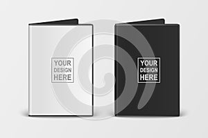 Vector 3d Realistic Blank White and Black CD, DVD Plastc or Paper Cover Case Box Set Closeup Isolated on White