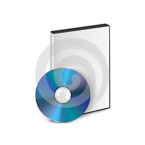 Vector 3d Realistic Blue CD, DVD with Case Isolated on White. CD Box, Packaging Design Template for Mockup. Compact Disk