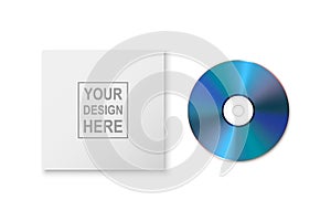 Vector 3d Realistic Blue CD, DVD with Paper Case, Envelope Isolated on White. CD Box, Packaging Design Template for