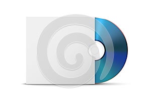 Vector 3d Realistic Blue CD, DVD with Paper Case, Envelope Isolated on White. CD Box, Packaging Design Template for