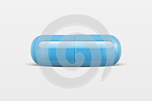 Vector 3d Realistic Blue Medical Pill Icon Closeup Isolated on White Background. Design template of Pills, Capsules for