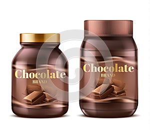 Vector 3d realistic chocolate spread in jar