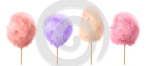 Vector 3d realistic cotton candy on sticks