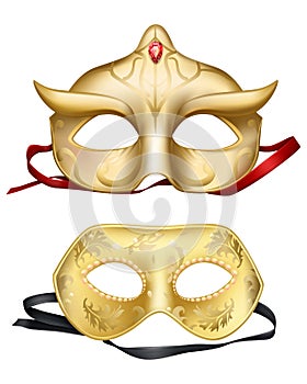 Vector 3d realistic face masks, Venetian carnivals