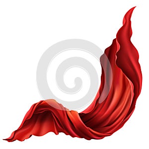 Vector 3d realistic flying, flowing red fabric