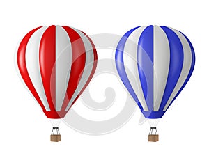 Vector 3d Realistic Hot Air Balloon Icon Set, Isolated. Design Template for Branding. Blank Aerostat for Summer Vacation